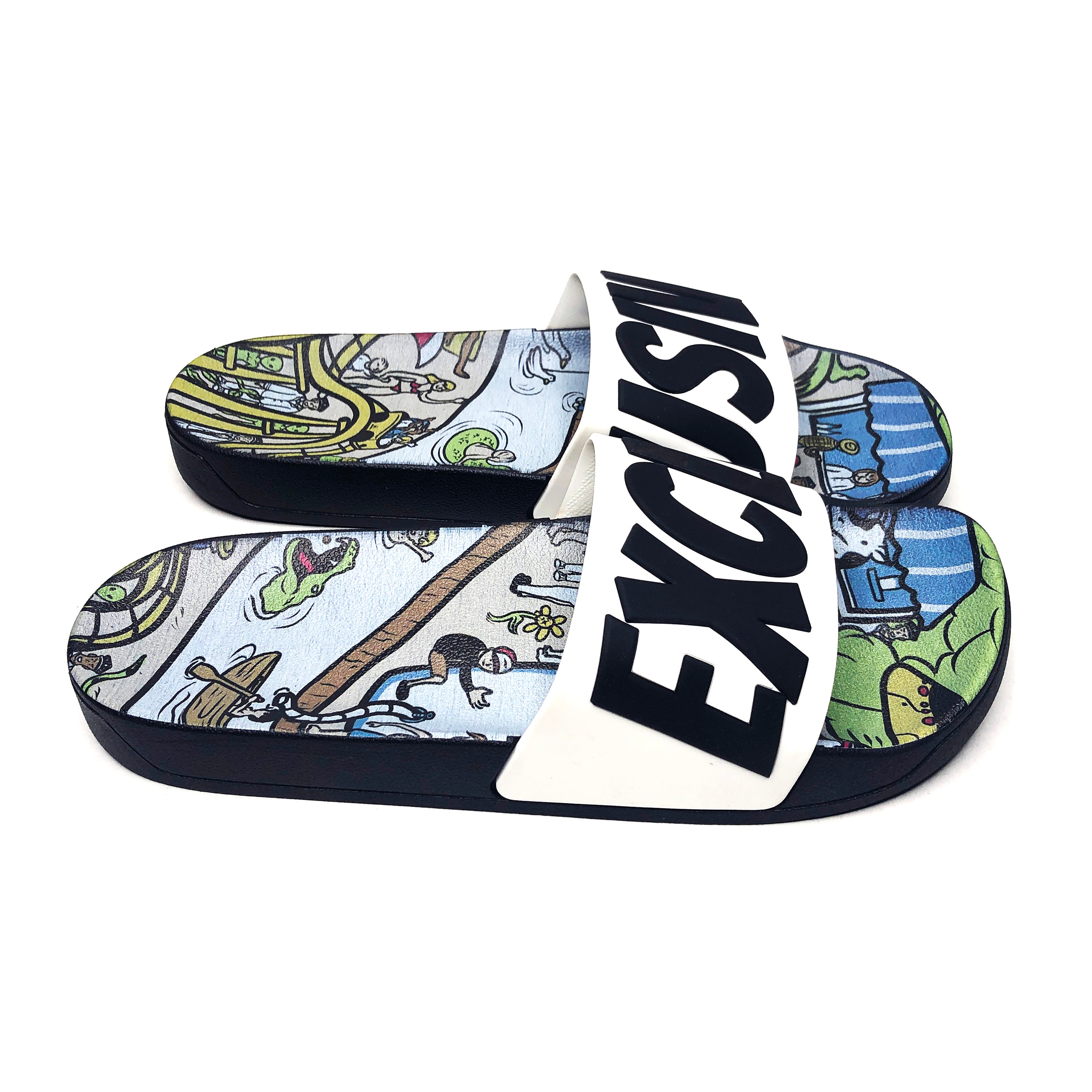 EXCLUSIVE SLIDES (WHERE'S LEROY & JOHNNY EDITION) WHITE/BLACK
